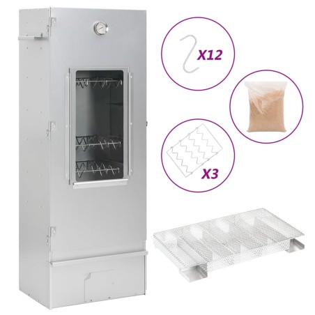 vidaXL Horno ahumador de BBQ con generador humo frío acero galvanizado