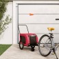vidaXL Remolque de bicicleta mascotas hierro tela Oxford rojo negro