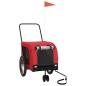 vidaXL Remolque de bicicleta mascotas hierro tela Oxford rojo negro