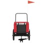 vidaXL Remolque de bicicleta mascotas hierro tela Oxford rojo negro