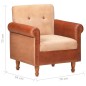 vidaXL Sillón de cuero auténtico y lona marrón vidaXL Sillón de cuero auténtico y lona marrón