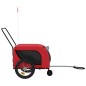 vidaXL Remolque de bicicleta mascotas hierro tela Oxford rojo negro