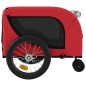 vidaXL Remolque de bicicleta mascotas hierro tela Oxford rojo negro