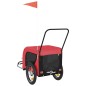 vidaXL Remolque de bicicleta mascotas hierro tela Oxford rojo negro
