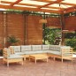 vidaXL Muebles de jardín 8 pzas y cojines madera maciza de pino crema vidaXL Muebles de jardín 8 pzas y cojines madera maciza de pino crema