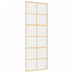 vidaXL Puerta corredera dorada de vidrio ESG transparente y aluminio