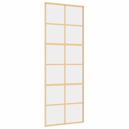 vidaXL Puerta corredera dorada de vidrio ESG transparente y aluminio