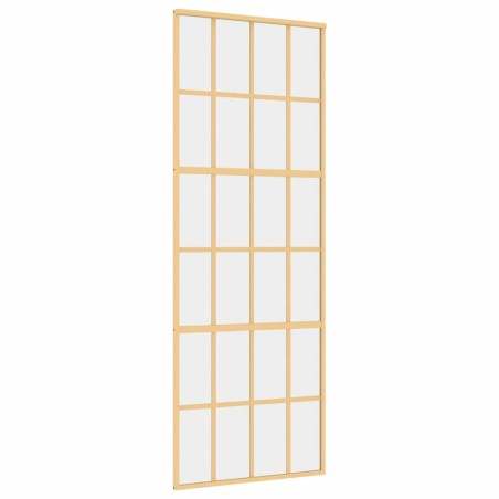 vidaXL Puerta corredera dorada de vidrio ESG transparente y aluminio