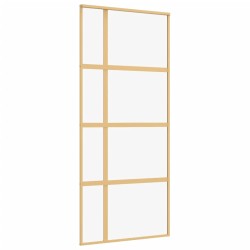 vidaXL Puerta corredera dorada de vidrio ESG transparente y aluminio