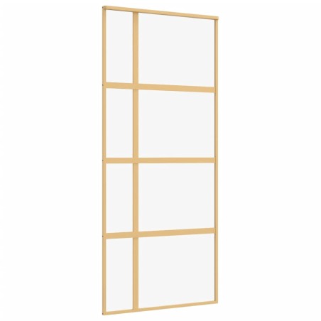 vidaXL Puerta corredera dorada de vidrio ESG transparente y aluminio