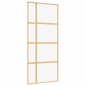 vidaXL Puerta corredera dorada de vidrio ESG transparente y aluminio