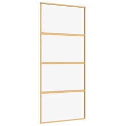 vidaXL Puerta corredera dorada de vidrio ESG transparente y aluminio