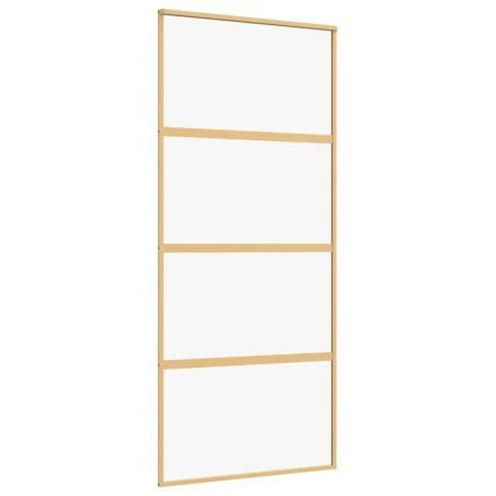 vidaXL Puerta corredera dorada de vidrio ESG transparente y aluminio