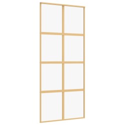 vidaXL Puerta corredera dorada de vidrio ESG transparente y aluminio