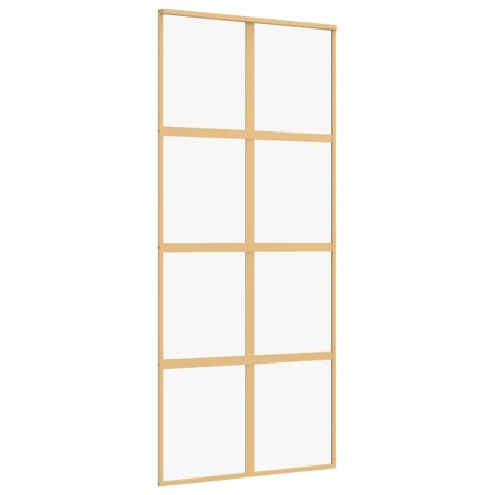 vidaXL Puerta corredera dorada de vidrio ESG transparente y aluminio