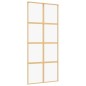 vidaXL Puerta corredera dorada de vidrio ESG transparente y aluminio