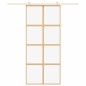 vidaXL Puerta corredera dorada de vidrio ESG transparente y aluminio