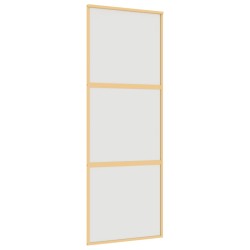vidaXL Puerta corredera dorada vidrio ESG esmerilado aluminio 76x205cm