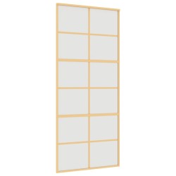 vidaXL Puerta corredera dorada vidrio ESG esmerilado aluminio 90x205cm