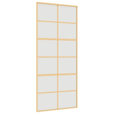 vidaXL Puerta corredera dorada vidrio ESG esmerilado aluminio 90x205cm