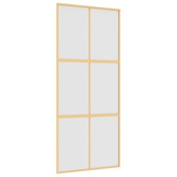 vidaXL Puerta corredera dorada vidrio ESG esmerilado aluminio 90x205cm