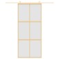 vidaXL Puerta corredera dorada vidrio ESG esmerilado aluminio 90x205cm vidaXL Puerta corredera dorada vidrio ESG esmerilado aluminio 90x205cm