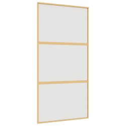 vidaXL Puerta corredera dorada de vidrio ESG esmerilado y aluminio