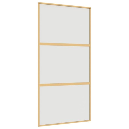 vidaXL Puerta corredera dorada de vidrio ESG esmerilado y aluminio