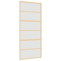vidaXL Puerta corredera dorada vidrio ESG esmerilado aluminio 90x205cm