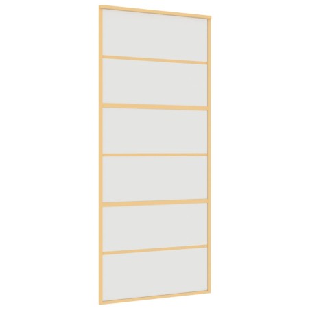vidaXL Puerta corredera dorada vidrio ESG esmerilado aluminio 90x205cm