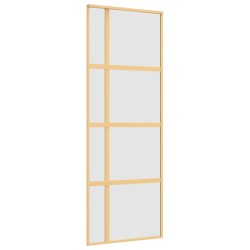 vidaXL Puerta corredera dorada vidrio ESG esmerilado aluminio 76x205cm