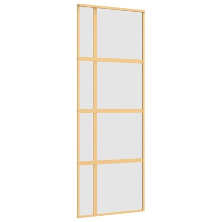 vidaXL Puerta corredera dorada vidrio ESG esmerilado aluminio 76x205cm
