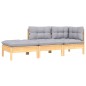 vidaXL Juego muebles jardín 3 pzas cojines grises madera pino maciza vidaXL Juego muebles jardín 3 pzas cojines grises madera pino maciza