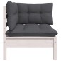 vidaXL Juego de muebles de jardín 3 pzas y cojines blanco madera pino vidaXL Juego de muebles de jardín 3 pzas y cojines blanco madera pino