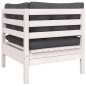 vidaXL Juego de muebles de jardín 3 pzas y cojines blanco madera pino vidaXL Juego de muebles de jardín 3 pzas y cojines blanco madera pino