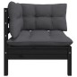 vidaXL Juego muebles de jardín 3 pzas cojines negro madera pino maciza vidaXL Juego muebles de jardín 3 pzas cojines negro madera pino maciza