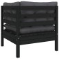 vidaXL Juego muebles de jardín 3 pzas cojines negro madera pino maciza vidaXL Juego muebles de jardín 3 pzas cojines negro madera pino maciza