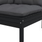 vidaXL Juego muebles de jardín 3 pzas cojines negro madera pino maciza vidaXL Juego muebles de jardín 3 pzas cojines negro madera pino maciza