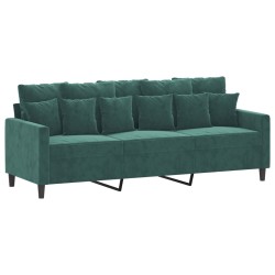 vidaXL Sofá de 3 plazas terciopelo verde oscuro 180 cm