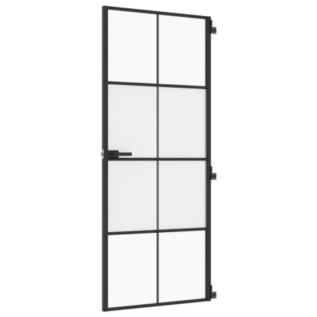 vidaXL Puerta interior delgada negra vidrio y aluminio 83x201,5 cm