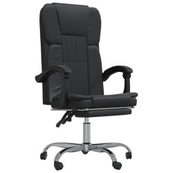 vidaXL Silla de oficina reclinable cuero sintético negro