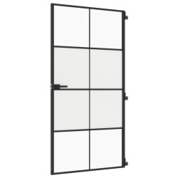 vidaXL Puerta interior delgada negra vidrio y aluminio 102,5x201,5 cm