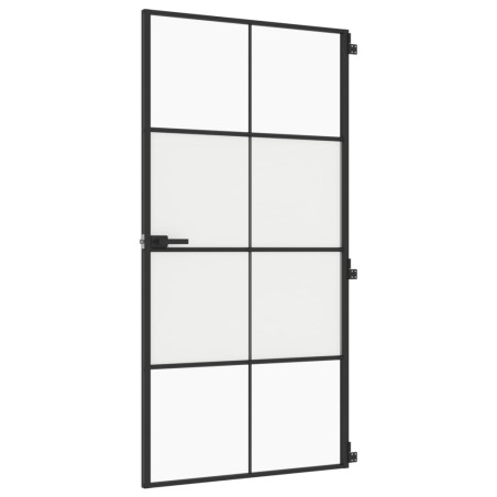 vidaXL Puerta interior delgada negra vidrio y aluminio 102,5x201,5 cm