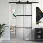 vidaXL Puerta corredera vidrio templado y aluminio negra 90x205 cm vidaXL Puerta corredera vidrio templado y aluminio negra 90x205 cm