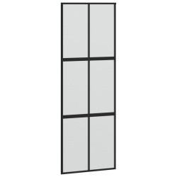 vidaXL Puerta corredera vidrio templado y aluminio negra 90x205 cm