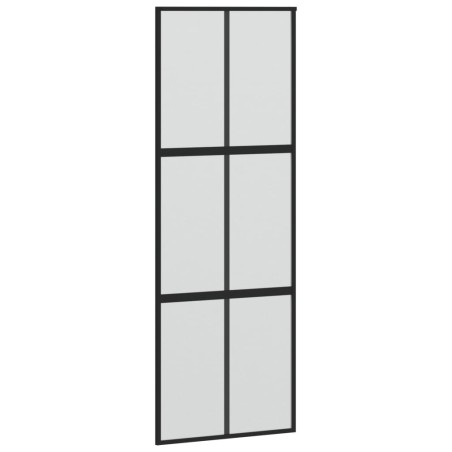 vidaXL Puerta corredera vidrio templado y aluminio negra 90x205 cm
