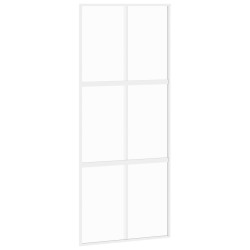vidaXL Puerta corredera vidrio templado y aluminio blanca 90x205 cm