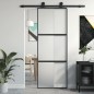 vidaXL Puerta corredera vidrio templado y aluminio negra 76x205 cm vidaXL Puerta corredera vidrio templado y aluminio negra 76x205 cm