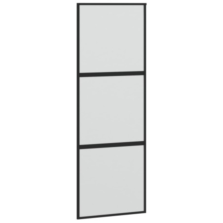 vidaXL Puerta corredera vidrio templado y aluminio negra 76x205 cm