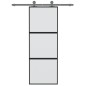 vidaXL Puerta corredera vidrio templado y aluminio negra 76x205 cm vidaXL Puerta corredera vidrio templado y aluminio negra 76x205 cm